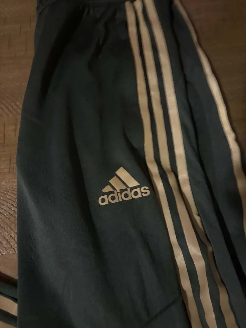 Adidas Tiro Track Pants Black Gold Stripe Zip Ankles Size S FJ9388